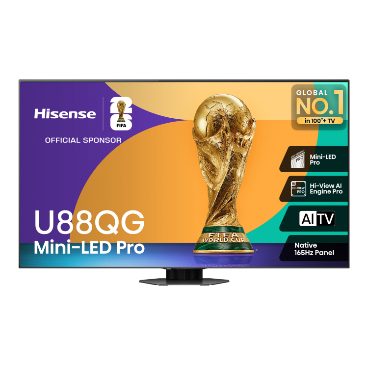 Open-box Hisense 65-inch Mini-LED QLED AI TV with Google TV, 165Hz refresh rate, sleek black screen and slim design