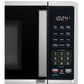 Insignia 0.9 cu. ft. stainless steel compact countertop microwave with digital display and control panel.