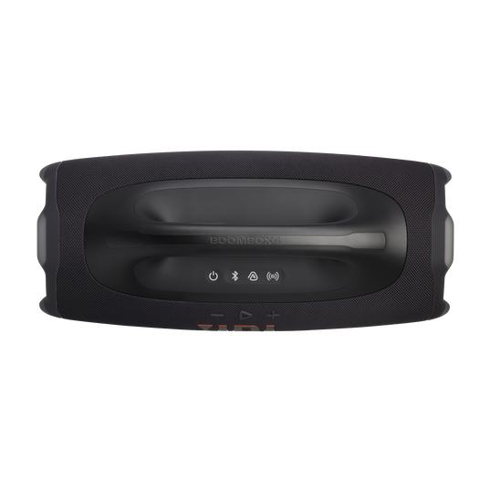 JBL Boombox 4 portable Bluetooth speaker in black, open box, with rugged design and large speaker grille for powerful sound.