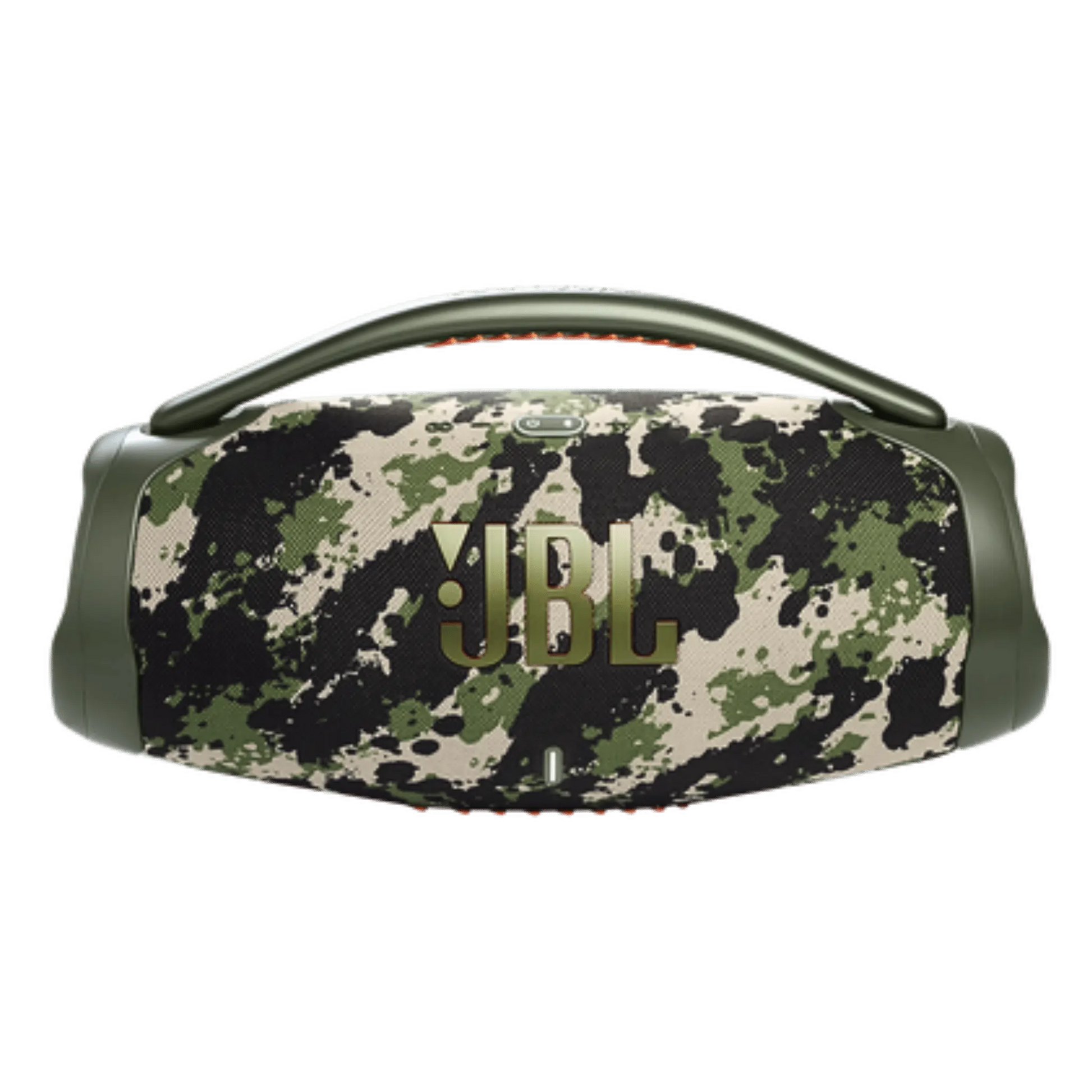 JBL Boombox 3 portable Bluetooth speaker in Squad color, new condition, showing rugged design and large speaker grille.