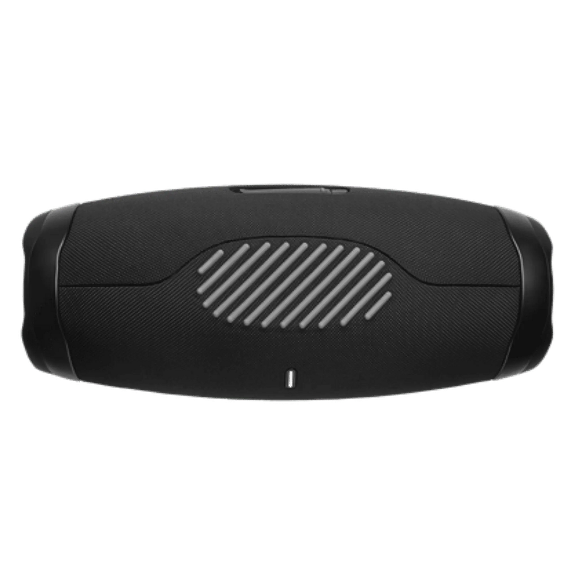 JBL Boombox 3 waterproof wireless Bluetooth speaker in black, open box, showing its rugged design and control buttons