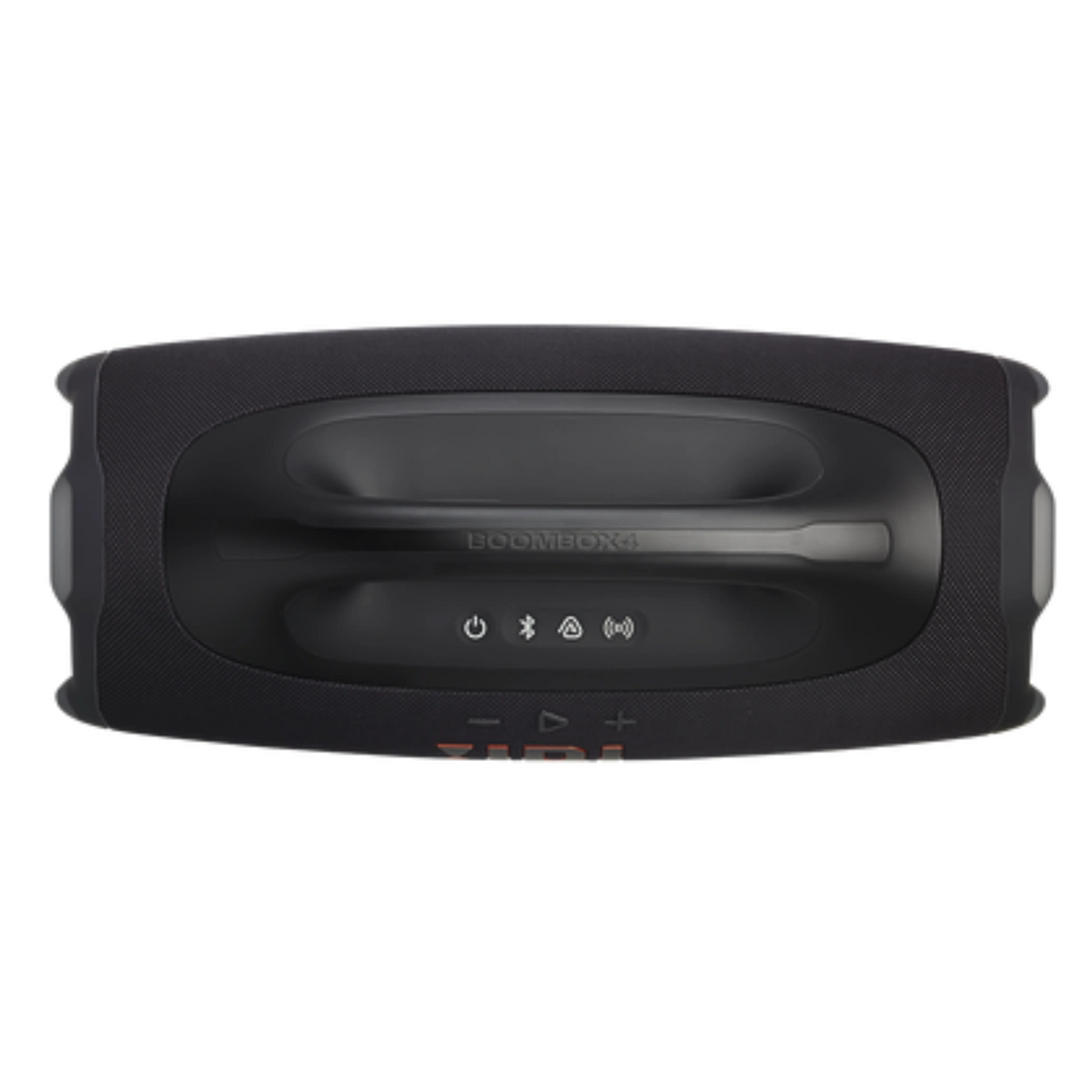 Black JBL Boombox 4 portable speaker, new and sleek, showing its rugged design and control buttons on the front.