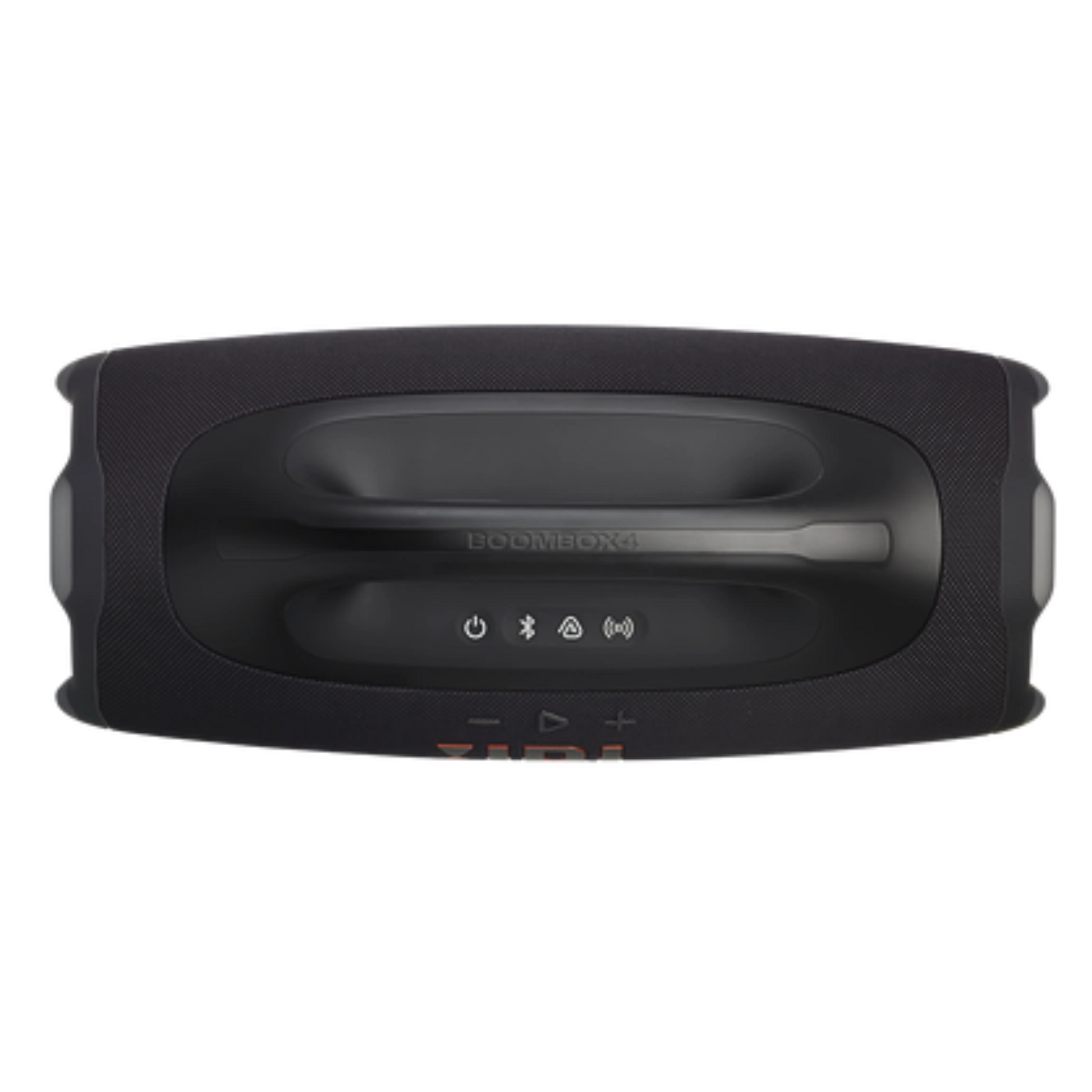 Black JBL Boombox 4 portable speaker, new and sleek, showing its rugged design and control buttons on the front.