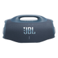 JBL Boombox 4 portable Bluetooth speaker in vibrant blue, showcasing its rugged design and control buttons.