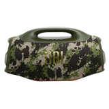 JBL Boombox 4 portable speaker in Squad color, new condition, displaying its large grille and control panel.