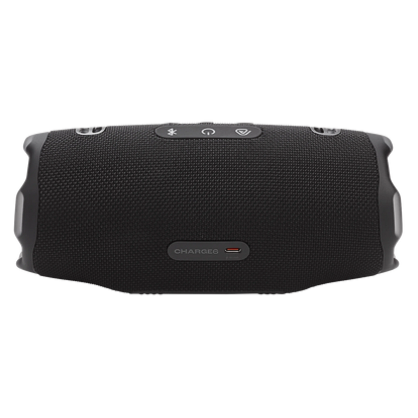 JBL Charge 6 open-box portable Bluetooth speaker in black, showing the sleek design and control buttons on the front.