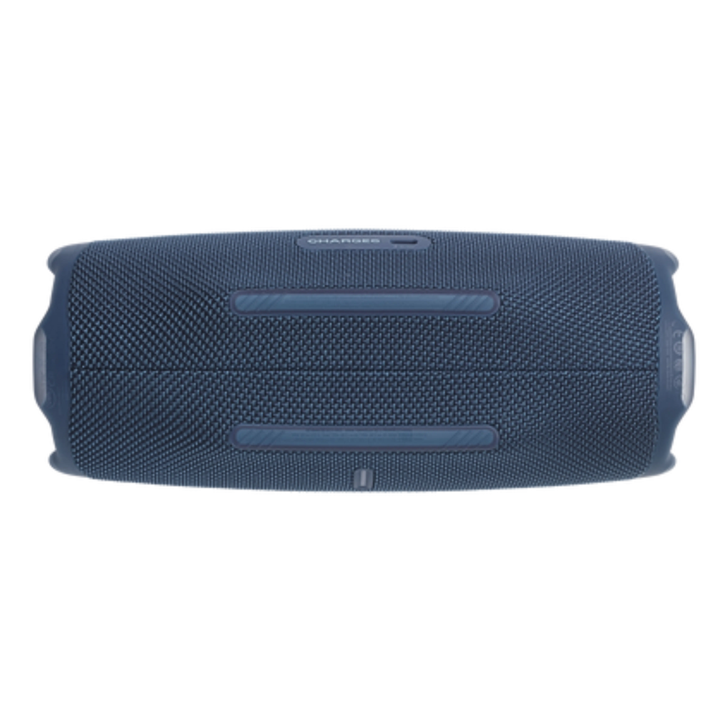 Blue JBL Charge 6 portable Bluetooth speaker displayed in open-box condition, showing its compact design and textured exterior.