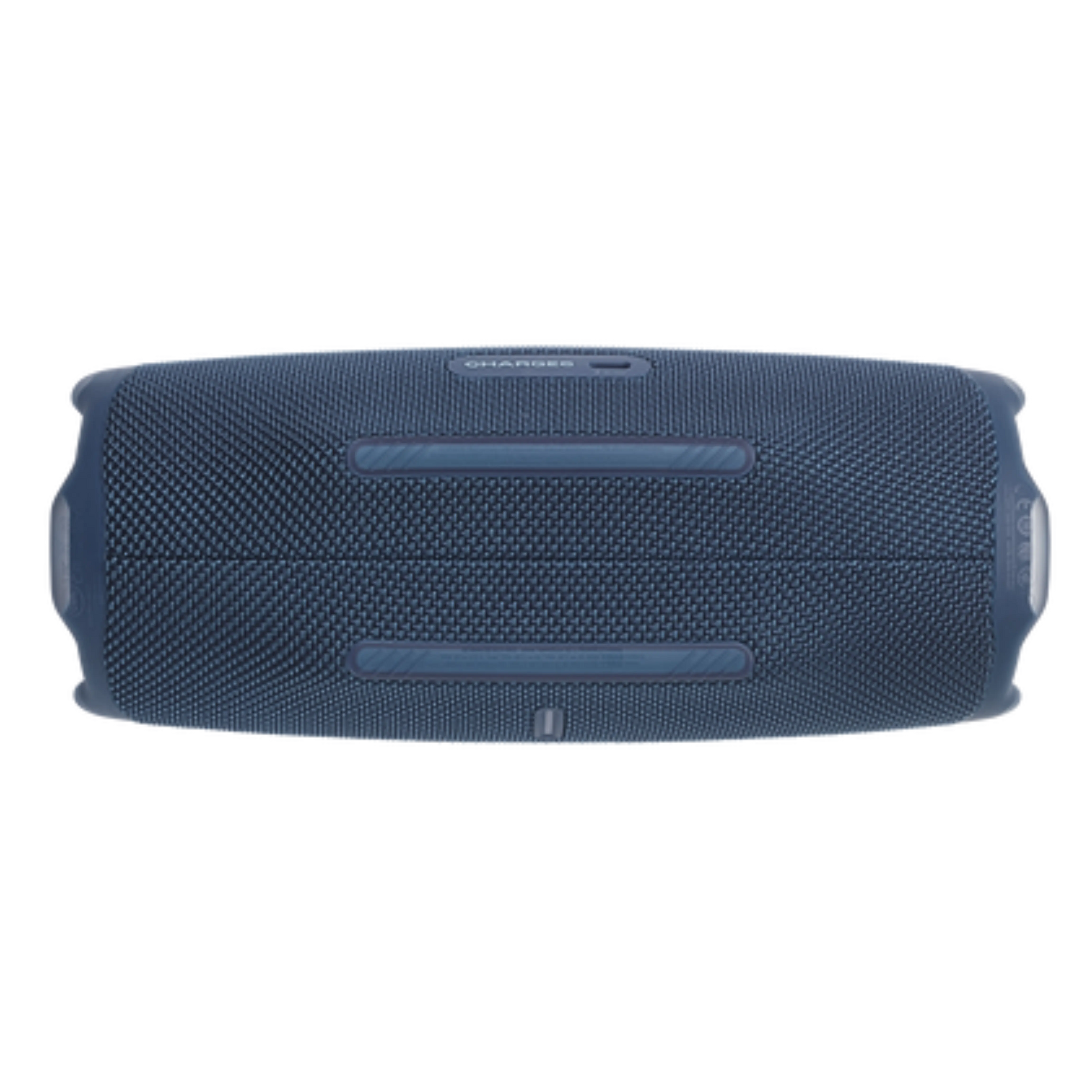 Blue JBL Charge 6 portable Bluetooth speaker displayed in open-box condition, showing its compact design and textured exterior.