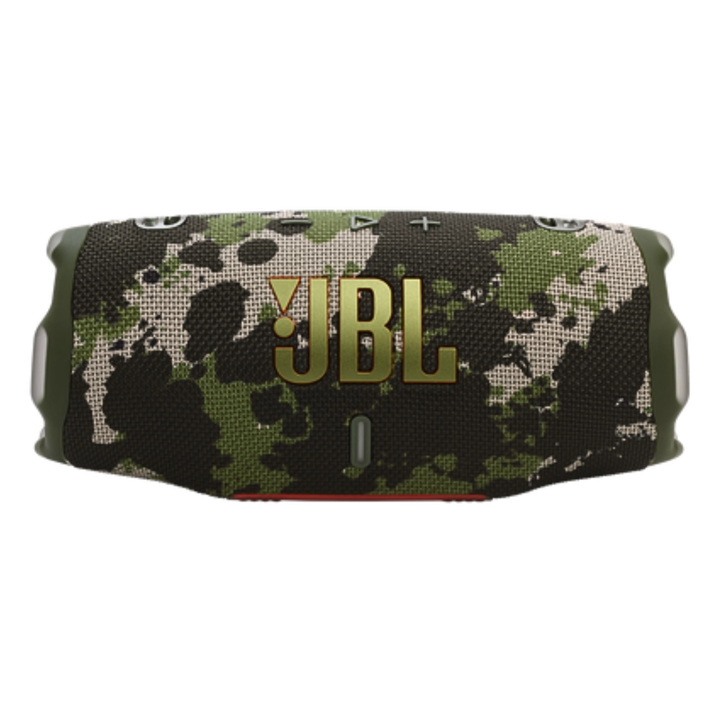 Open-box JBL Charge 6 portable Bluetooth speaker in Squad color, showcasing its compact design and rugged build.