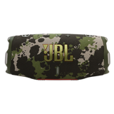 Open-box JBL Charge 6 portable Bluetooth speaker in Squad color, showcasing its compact design and rugged build.
