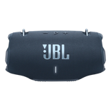 JBL Xtreme 4 portable Bluetooth speaker in blue, open box, showcasing rugged design and control buttons on top.