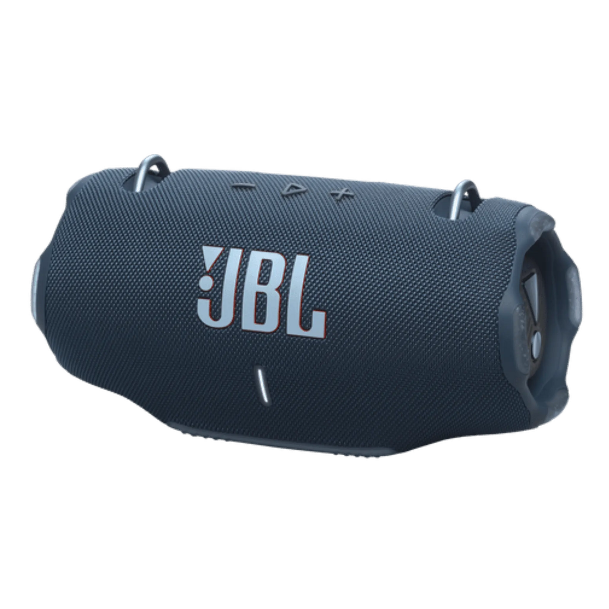 JBL Xtreme 4 portable Bluetooth speaker in blue, open-box electronic device with rugged design and built-in handle.