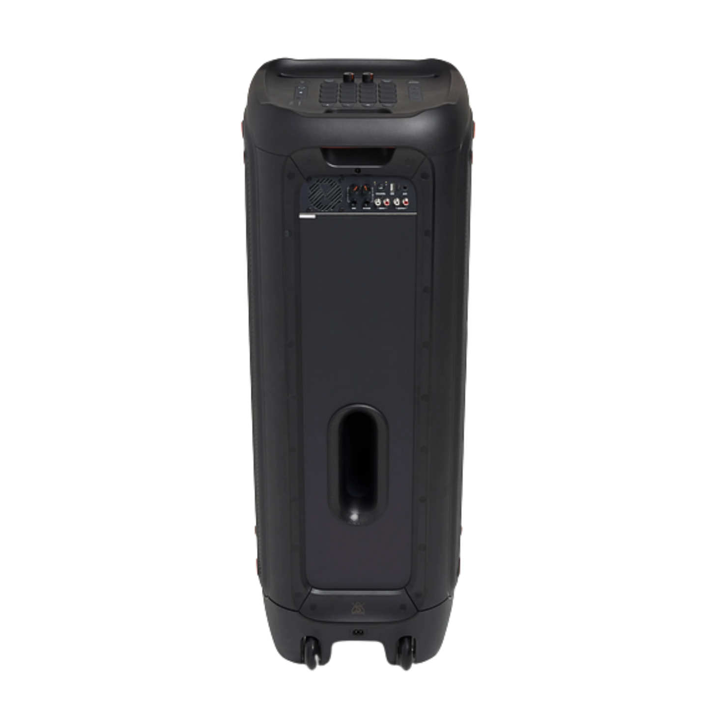 Open box JBL PartyBox 1000 Bluetooth wireless speaker showing large speaker grille, control panel, and colorful lighting features.