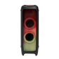 Open box JBL PartyBox 1000 Bluetooth wireless speaker with large speaker drivers and control panel, designed for powerful party sound.