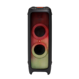 Open box JBL PartyBox 1000 Bluetooth wireless speaker with large speaker drivers and control panel, designed for powerful party sound.