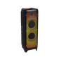 Open box JBL PartyBox 1000 Bluetooth wireless party speaker with large speaker grille and control panel showing on top.