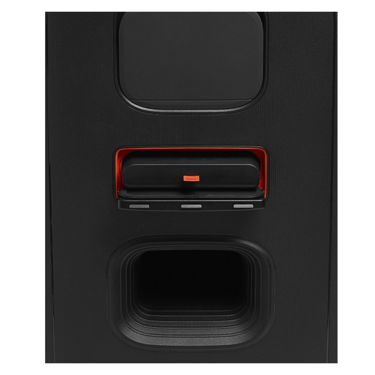Open box JBL PartyBox 520 splashproof Bluetooth wireless party speaker in black, showing its rugged design and control panel.