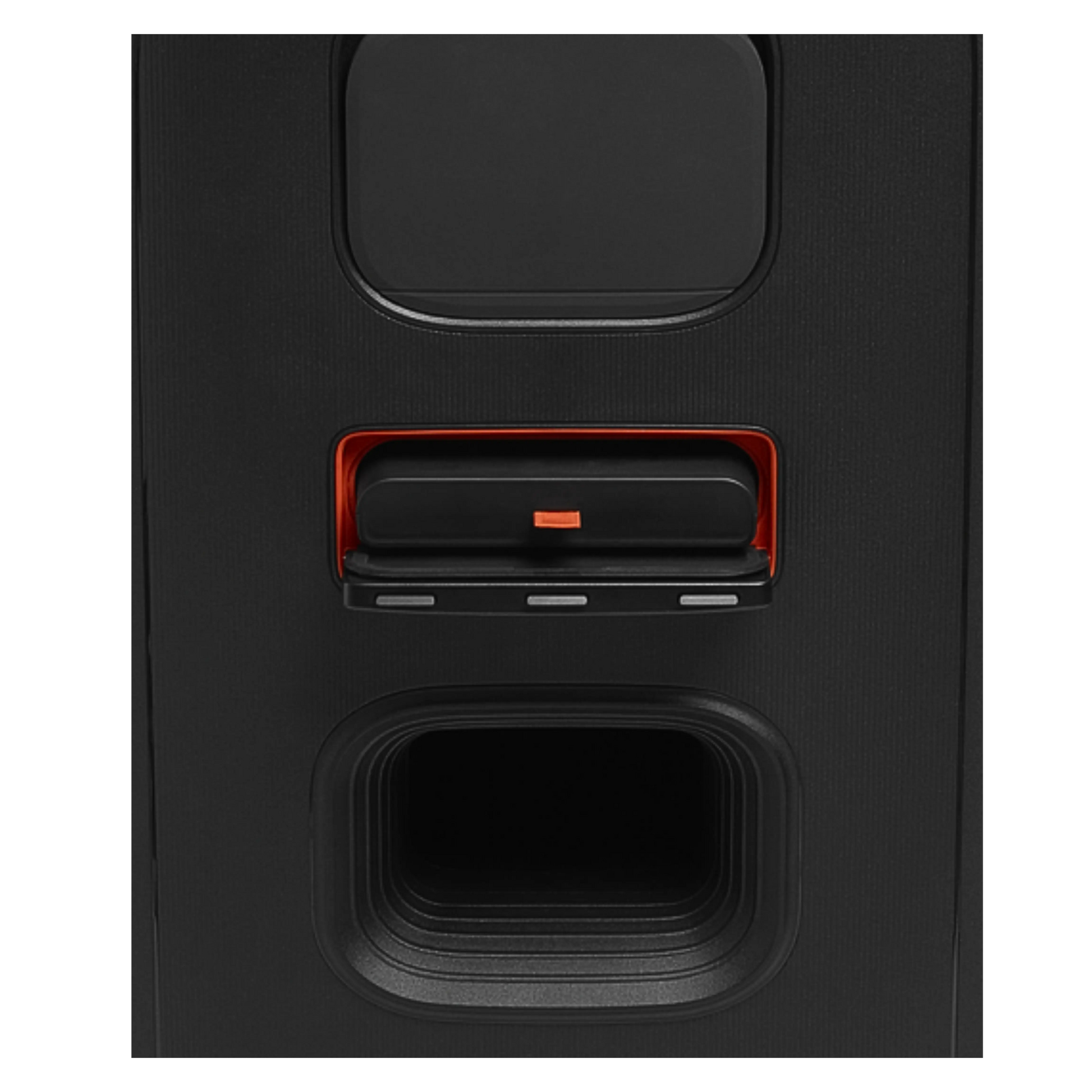 Open box JBL PartyBox 520 splashproof Bluetooth wireless party speaker in black, showing its rugged design and control panel.