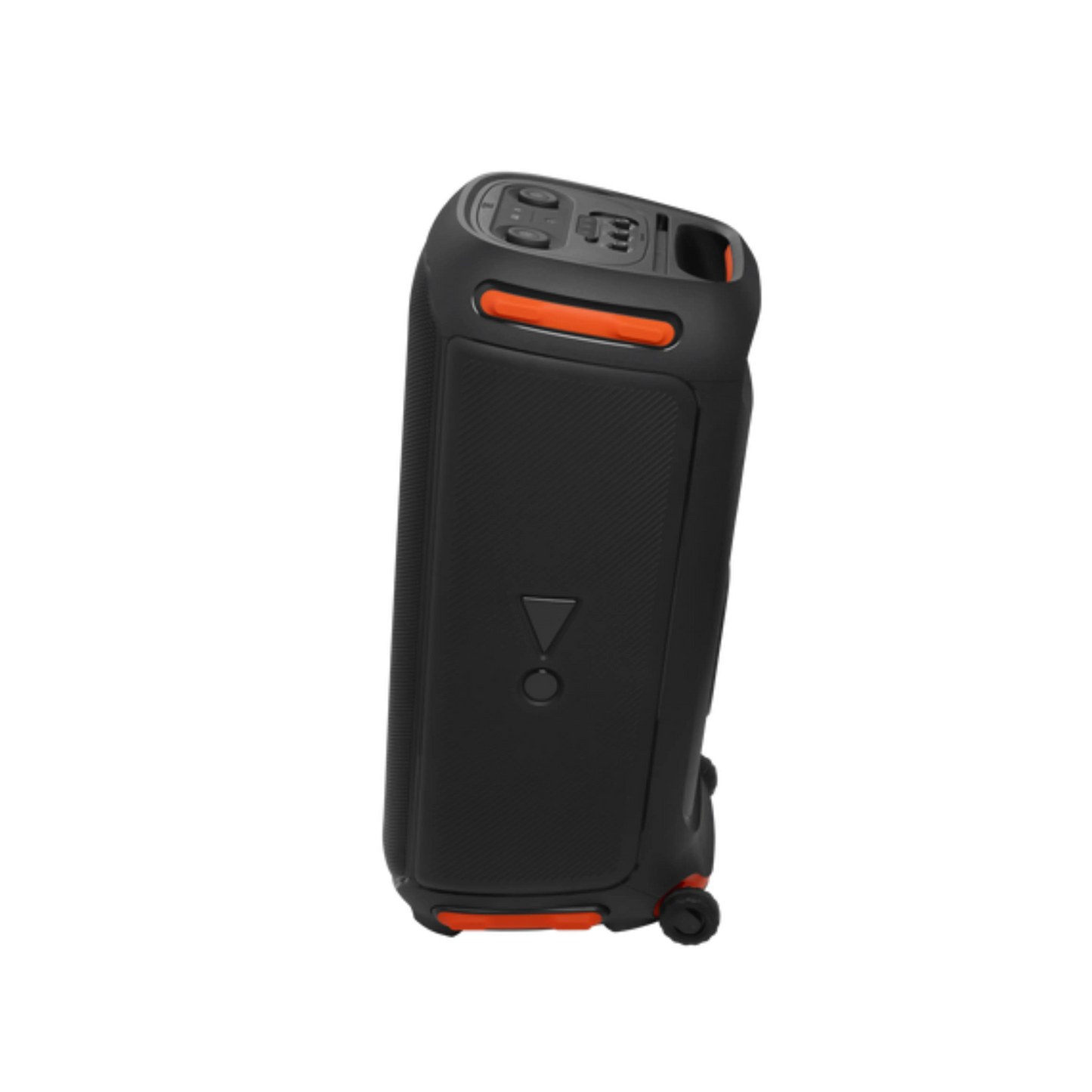 Open box JBL PartyBox 710 party speaker with built-in lights and splashproof design, showcasing its large speaker grille and control panel.