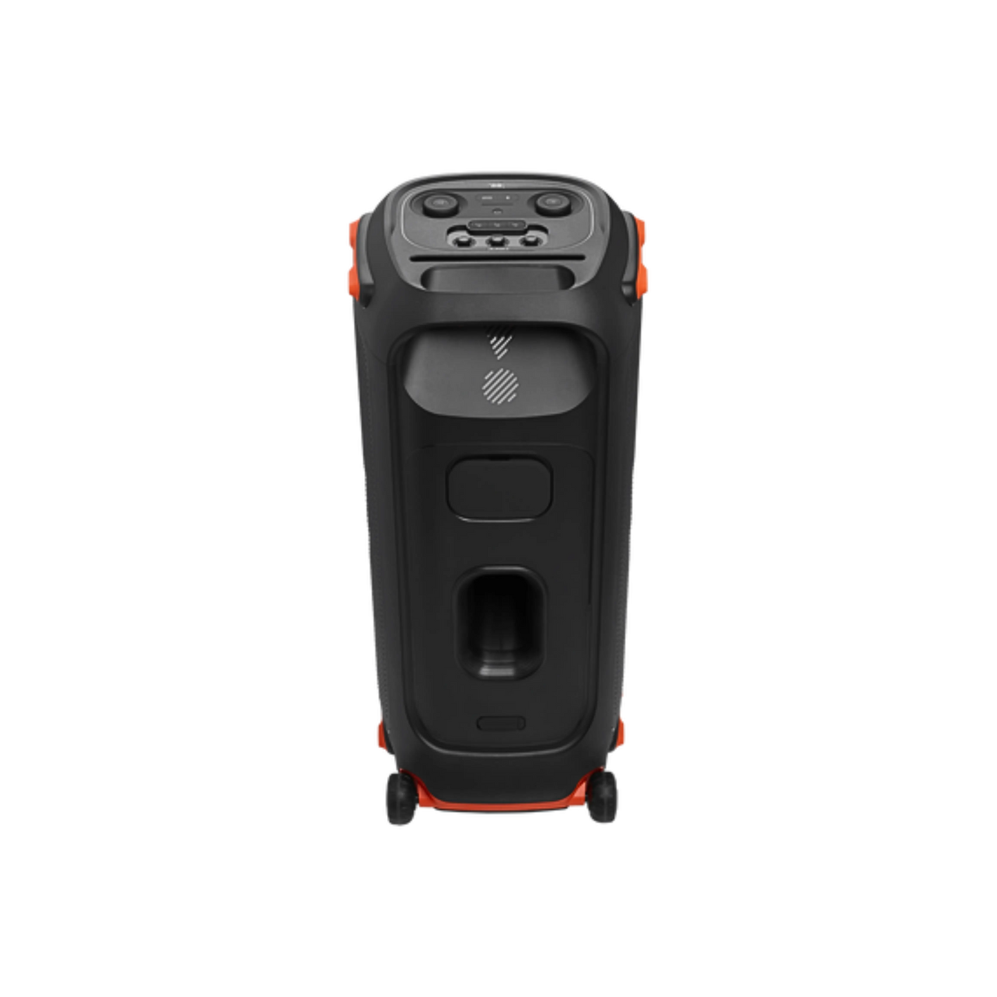 Open box JBL PartyBox 710 party speaker with built-in lights, splashproof design, and large speaker drivers for high-quality sound.
