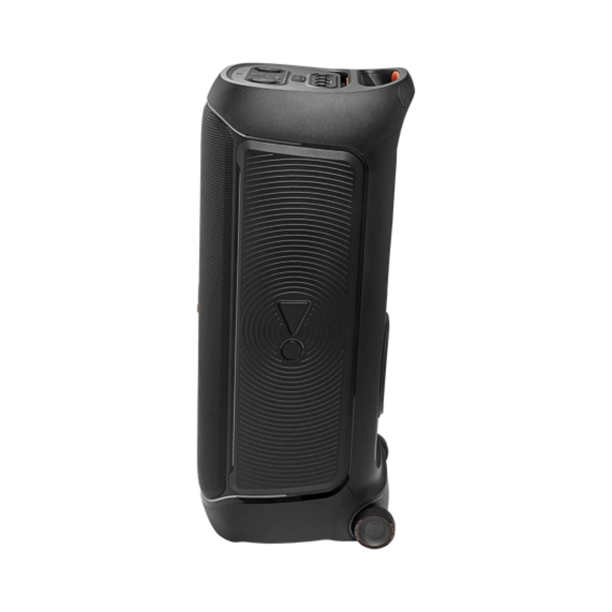 Open box JBL Partybox 720 splashproof Bluetooth wireless party speaker in black, showing its large speaker grille and control panel.
