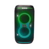 Open box JBL PartyBox Club 120 splashproof Bluetooth wireless speaker in black, showcasing its durable design and control panel.