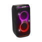 Open box JBL PartyBox Club 120 splashproof Bluetooth wireless speaker in black, showing its rugged design and control panel.