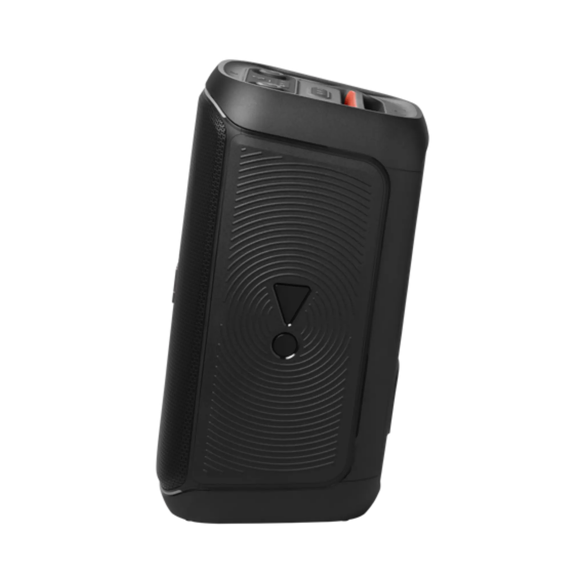 Open box JBL PartyBox Club 120 splashproof Bluetooth wireless speaker in black, showcasing its rugged design and control panel.
