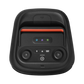 Open box JBL PartyBox Club 120 splashproof Bluetooth wireless speaker in black, showcasing its rugged design and control panel.