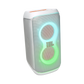 Open box JBL PartyBox Club 120 splashproof Bluetooth wireless speaker in white, showing its rugged design and control panel.