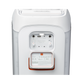 Open box JBL PartyBox Club 120 splashproof Bluetooth wireless speaker in white, showing its compact design and control buttons.