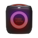 Open box JBL PartyBox Encore Essential 2 party speaker with colorful LED lights and portable design, ideal for lively events.