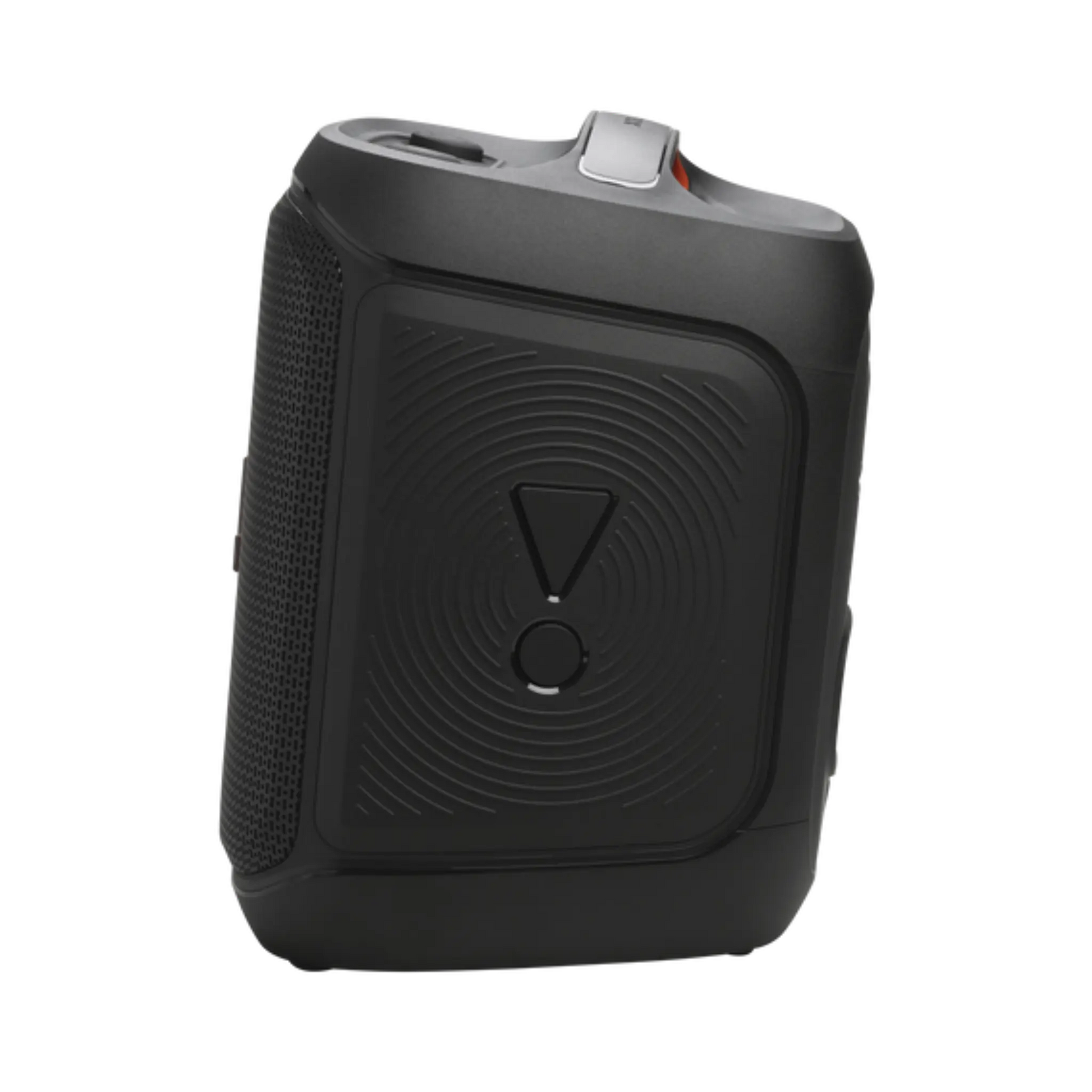 Open box JBL PartyBox Encore Essential 2 portable party speaker with colorful LED lights and large control panel.