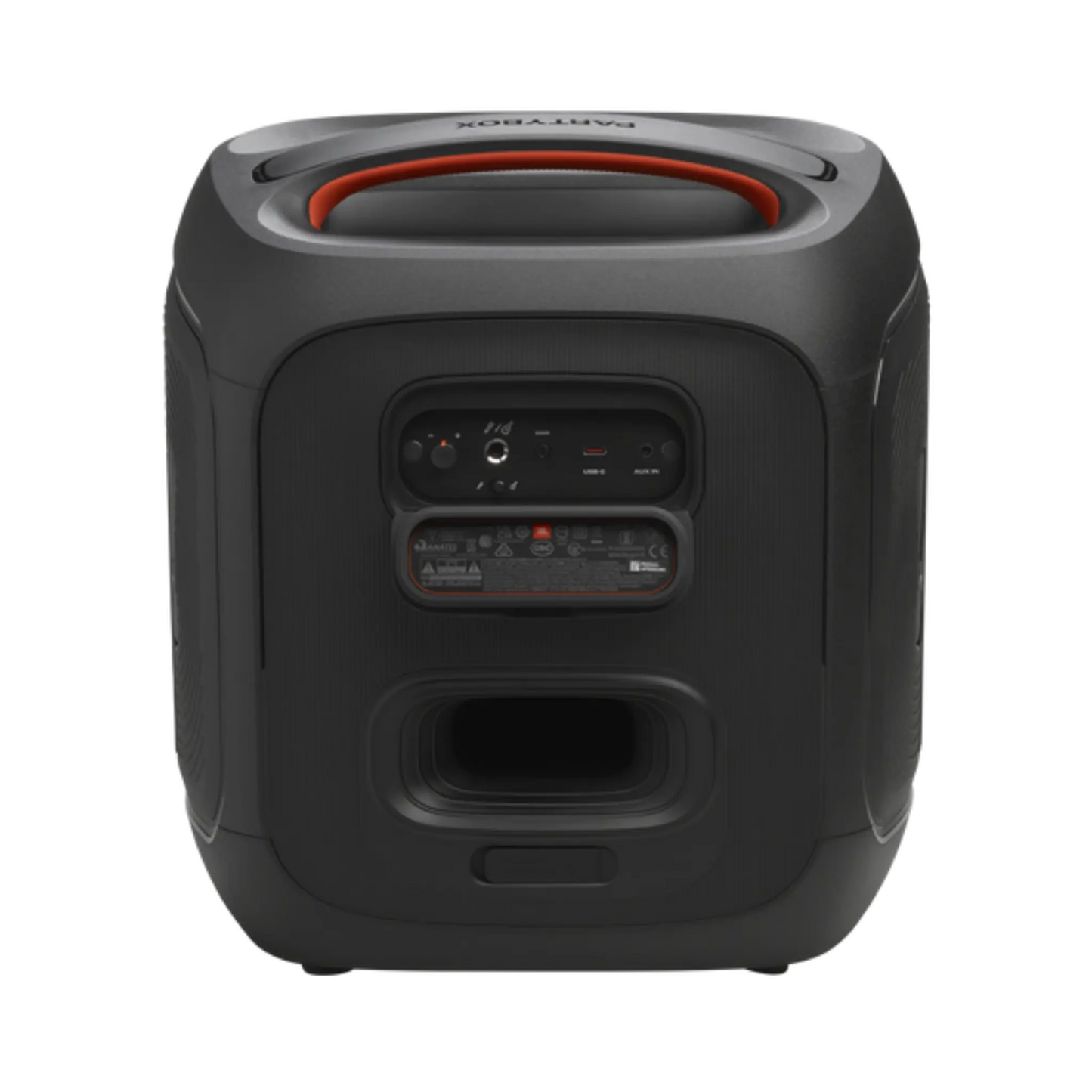 Open box JBL PartyBox Encore Essential 2 portable party speaker with vibrant design and colorful control panel.