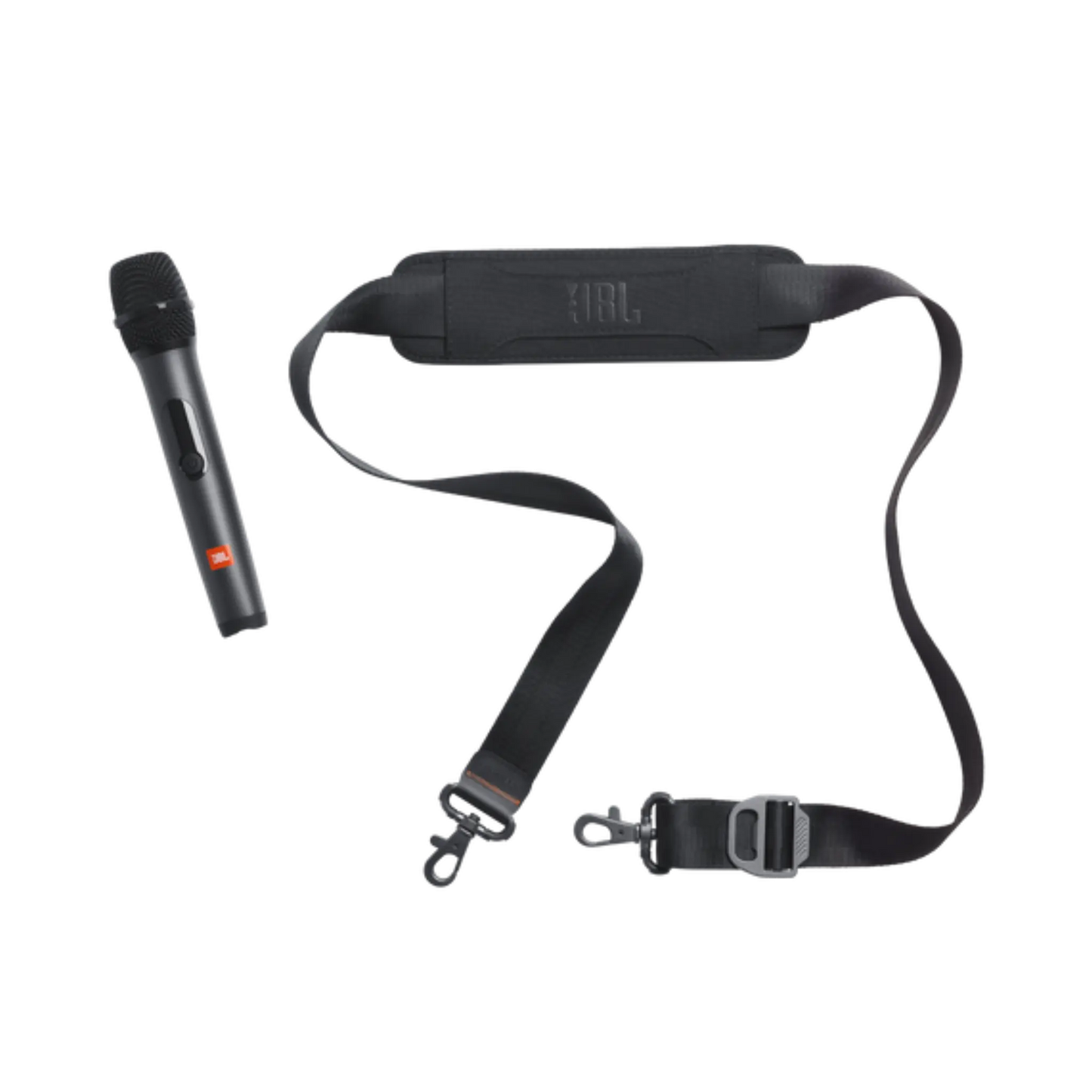 Open box JBL PartyBox On-The-Go Essential splashproof Bluetooth wireless speaker in black, showing its compact design and controls.