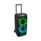Open box JBL PartyBox Stage 320 portable party speaker in black, featuring large speakers and control panel, ready for music.