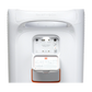 Open box JBL PartyBox Stage 320 portable party speaker in white, showing its rugged design and control panel.