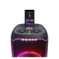 Open box JBL PartyBox Ultimate Bluetooth wireless party speaker in black, featuring large speaker drivers and control panel.