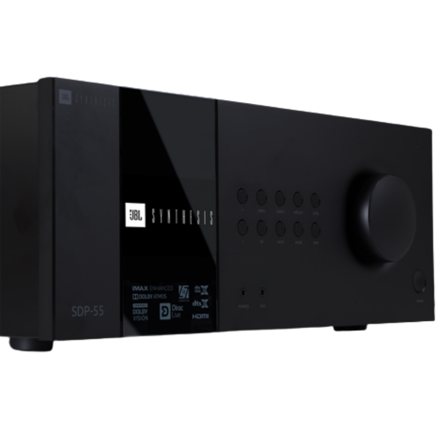 JBL SDP‑55 surround processor with front panel controls and display, designed for high-quality home theater audio processing.