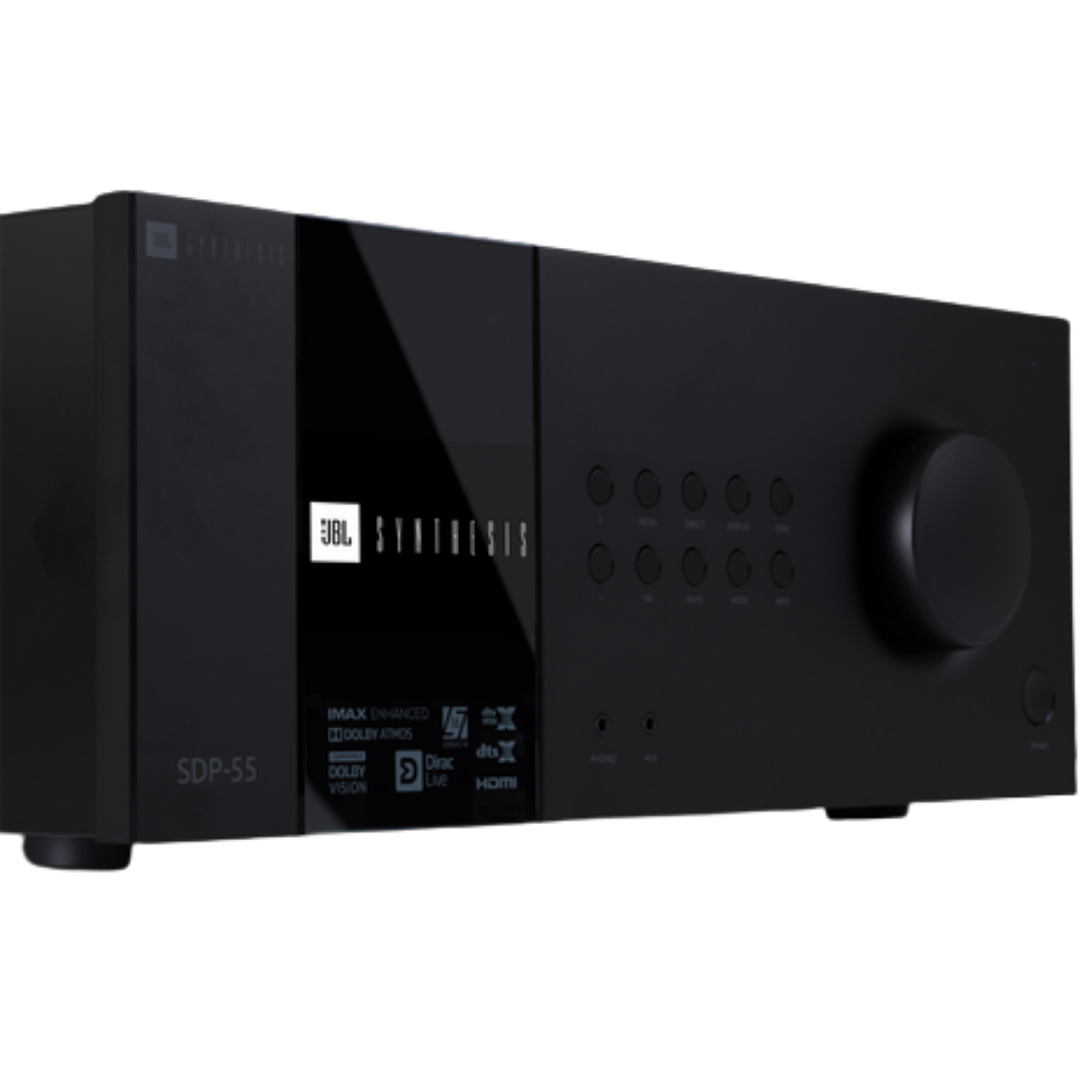 JBL SDP‑55 surround processor with front panel controls and display, designed for high-quality home theater audio processing.