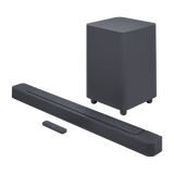 Open box JBL Bar 500 sound bar with wireless subwoofer, 590-watt 5.1 channel Dolby Atmos audio system.