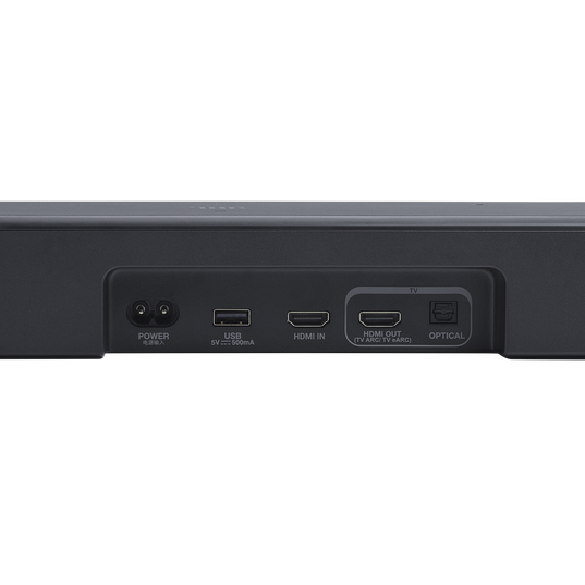 Open box JBL Bar 500 MK2 750-watt 5.1 channel Dolby Atmos sound bar with wireless subwoofer, sleek and modern design.