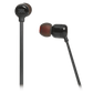 JBL Tune 110 wired in-ear headphones with black earbuds and inline remote on a white background
