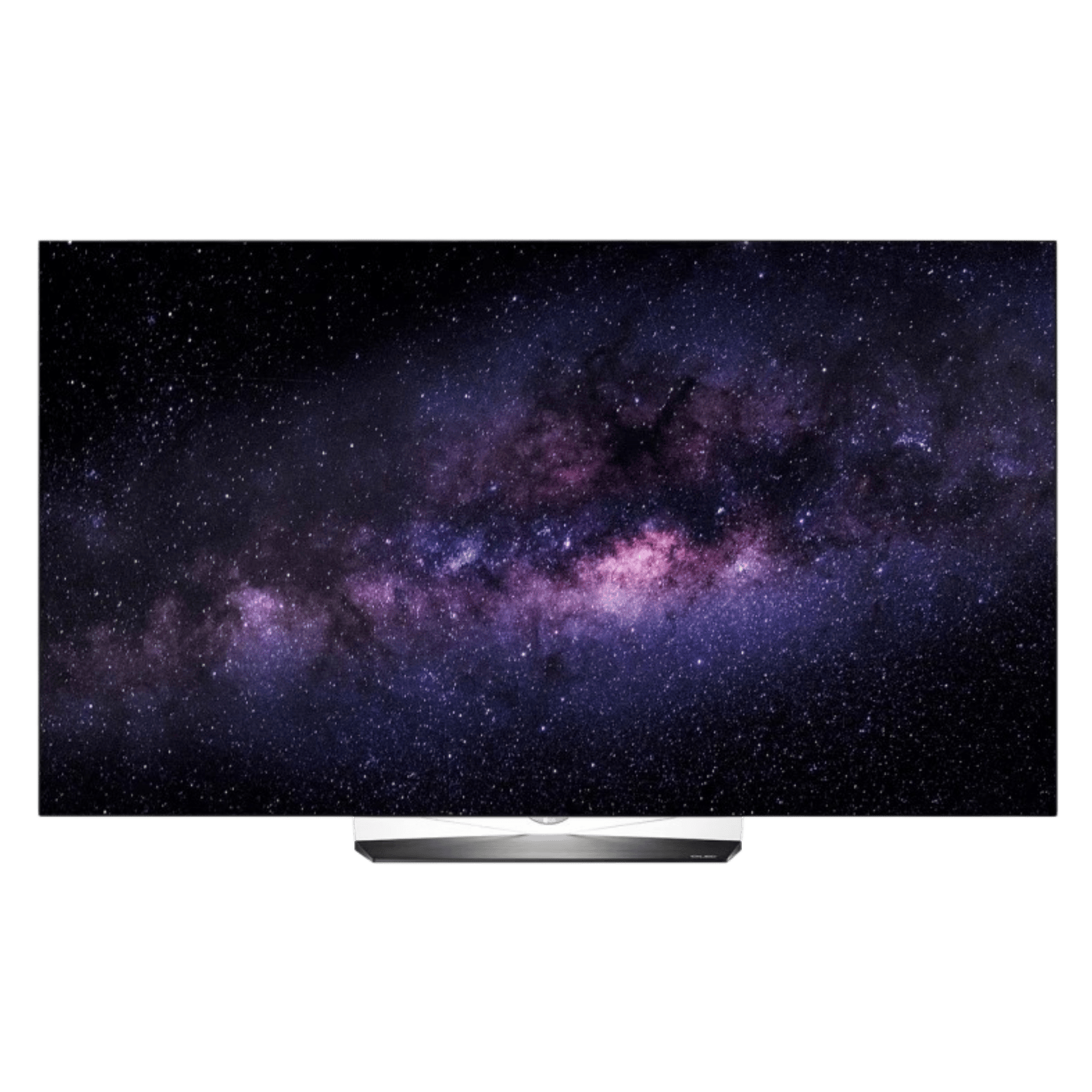 LG 48-inch OLED B6 4K Smart TV displaying vibrant images with sleek black frame and modern design.