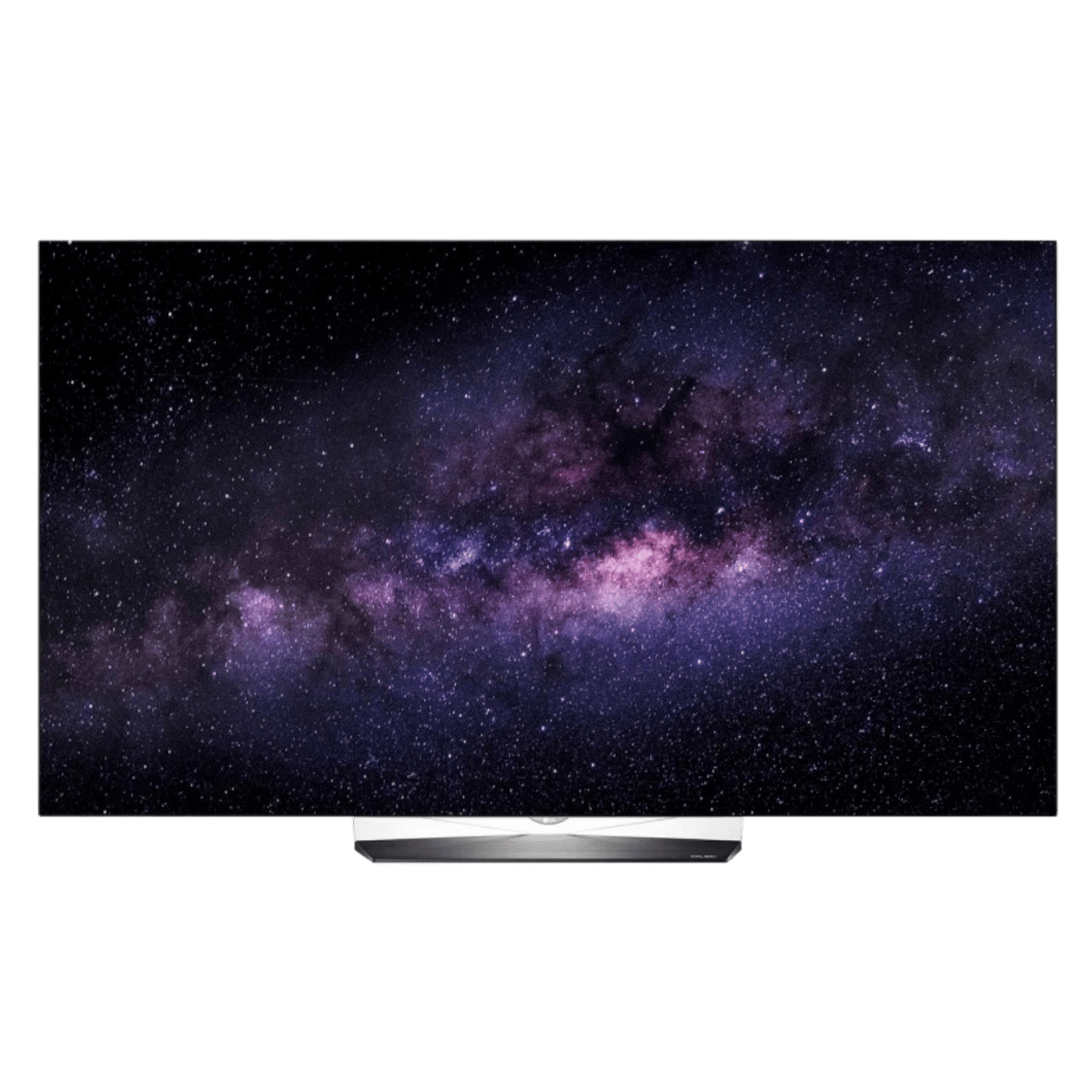 LG 65-inch OLED B6 4K Smart TV displaying vibrant images with sleek design and thin bezels, perfect for home entertainment.