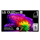 LG 65-inch OLED evo AI G6 4K Smart TV displaying vibrant 4K images with sleek design and thin bezels.