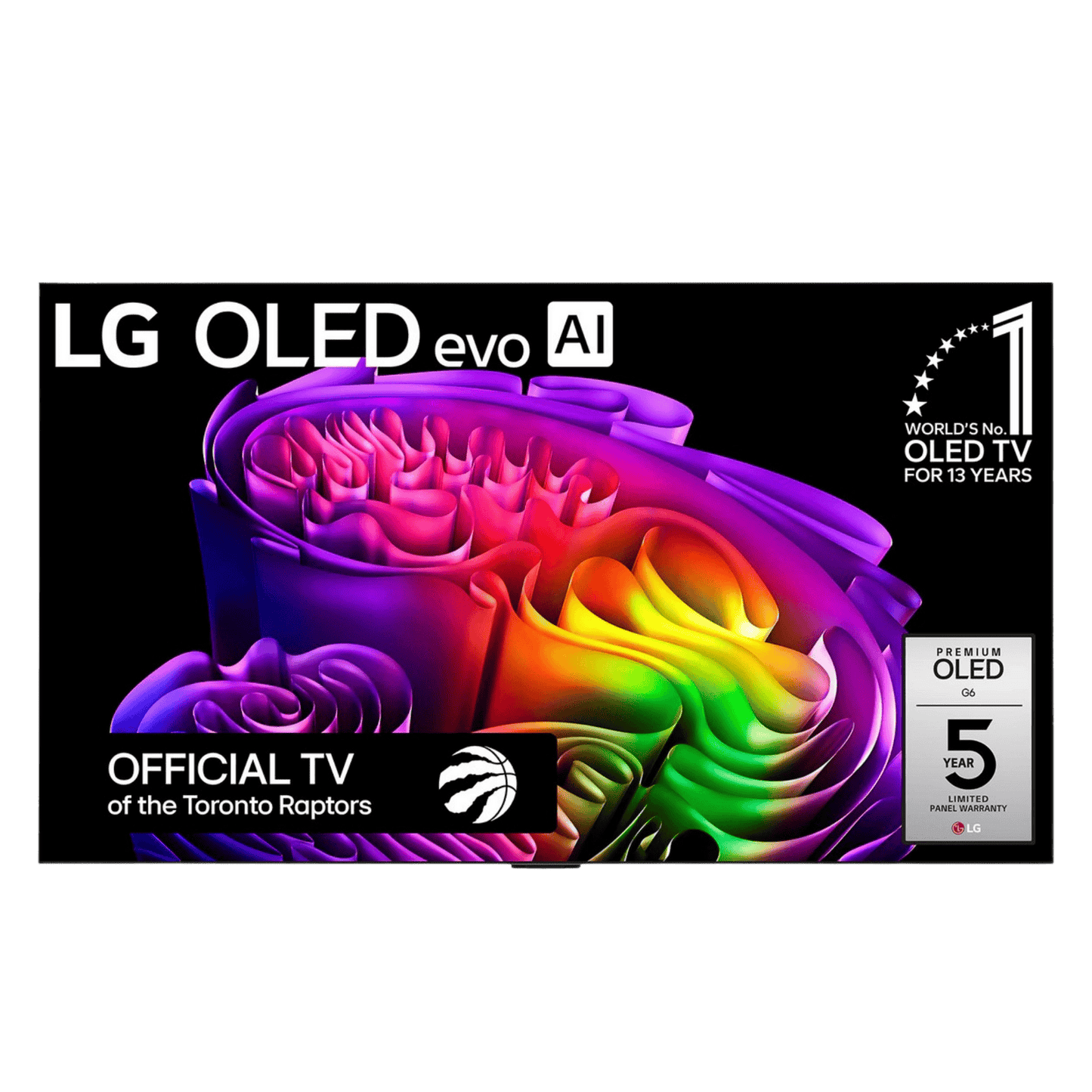 LG 77-inch OLED evo AI G6 4K Smart TV displaying vibrant 4K resolution on sleek black screen with slim design and thin bezels.