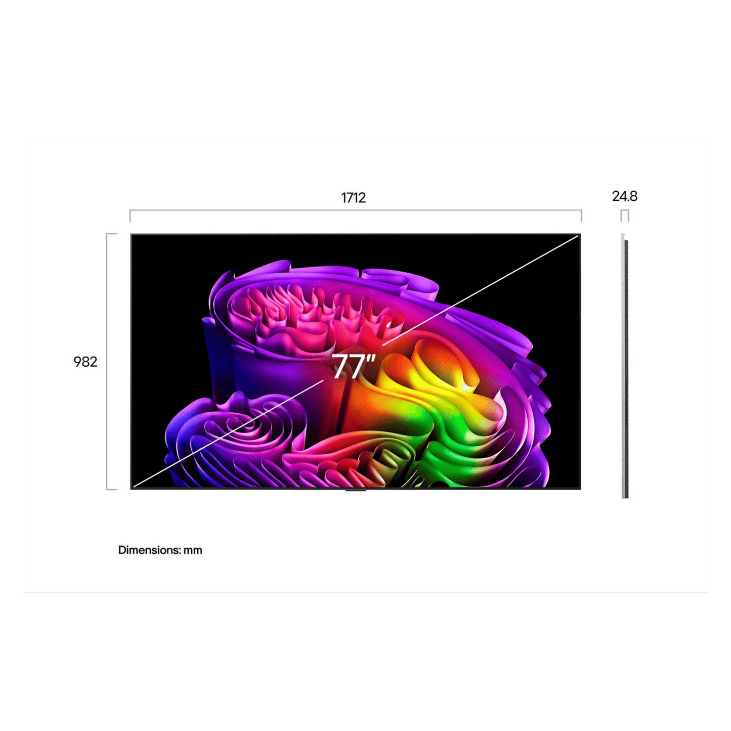 LG 77-inch OLED evo AI G6 4K Smart TV displaying vibrant images on a sleek TV screen with a modern black bezel.