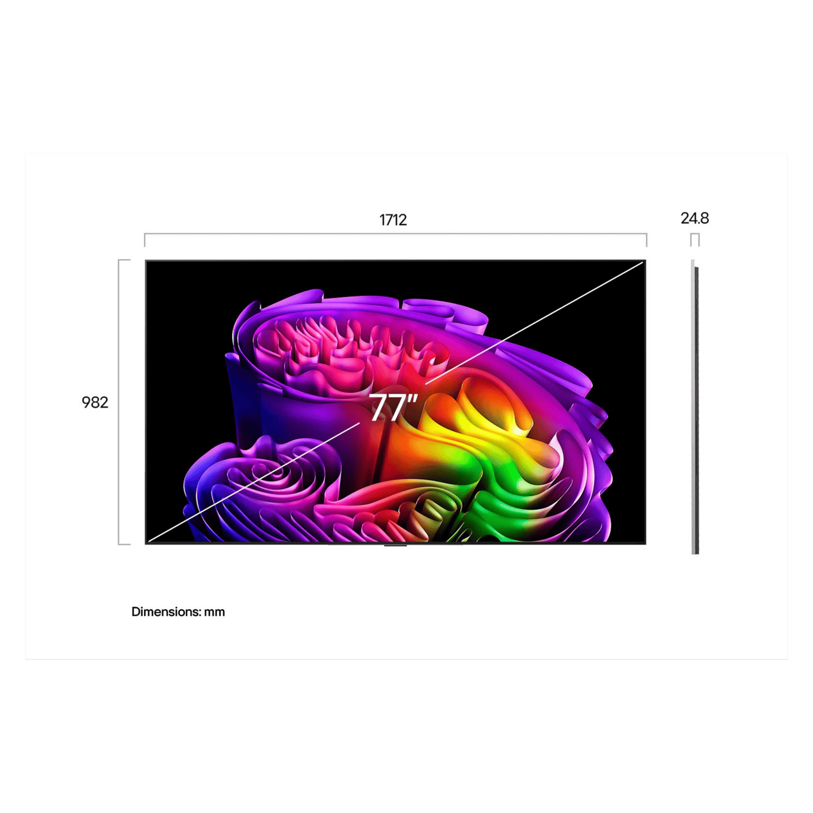 LG 77-inch OLED evo AI G6 4K Smart TV displaying vibrant images on a sleek TV screen with a modern black bezel.