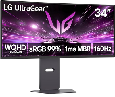 Open Box - LG 34" WQHD 160Hz 5ms GTG Curved VA LED FreeSync Gaming Monitor (34G600A-B) - Black